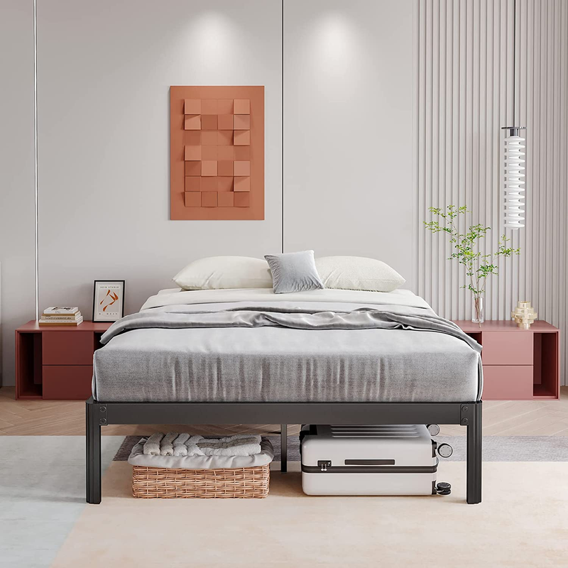 Queen-Size Bed-Frame with round Corner and Cylinder-Shaped Leg, 4000 Lbs Heavy D