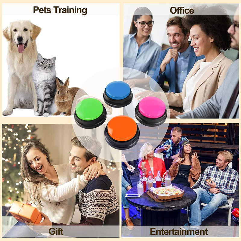 Voice Recording Button, Dog Buttons for Communication Pet Training Buzzer, 30 Se