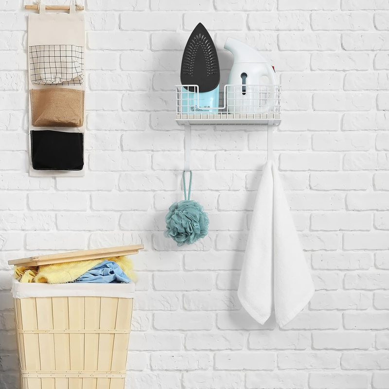 Ironing Board Hanger Wall Mount Iron Holder with Storage Shelf Laundry Room Iron
