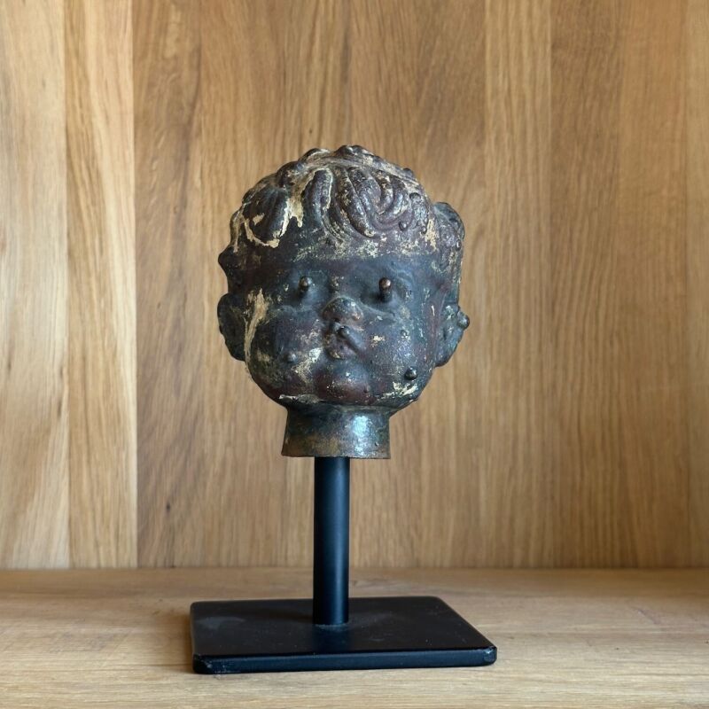 Vintage Bronze Doll Head Mold Industrial OBJECT Art 7″H x 4″W x 4″D