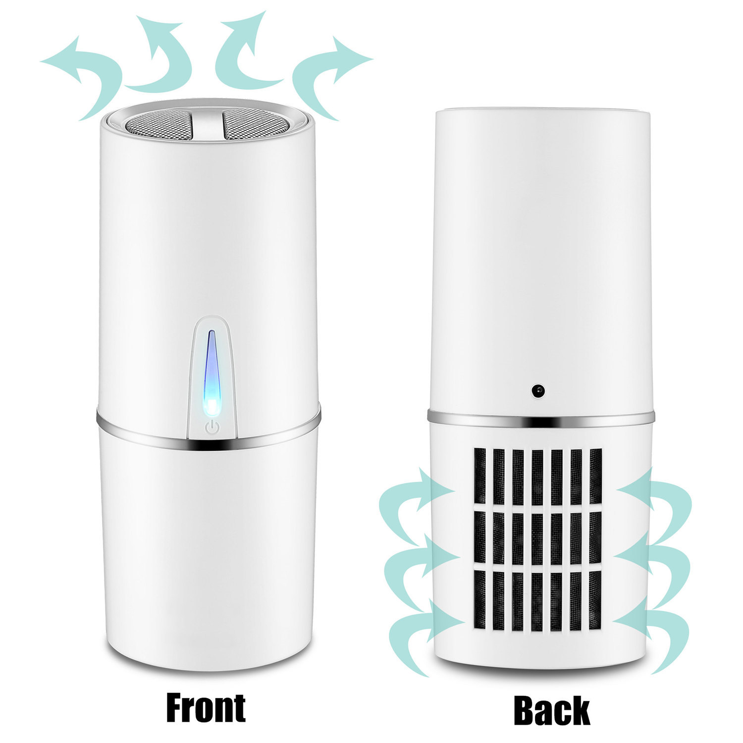 Car Air Purifier Freshener Ionizer W/Carbon Filter &Negative Ions