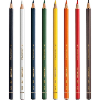 All Watercolour Effect Pencil - Assorted Pack of 8 Pencils - Black, White, Bl...