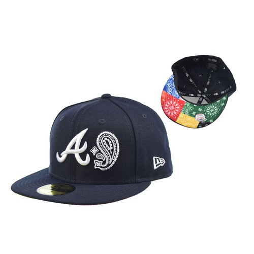 

Мужская приталенная шляпа New Era Atlanta Braves Paisley Pack/Bandana 59Fifty, темно-синяя, Navy blue