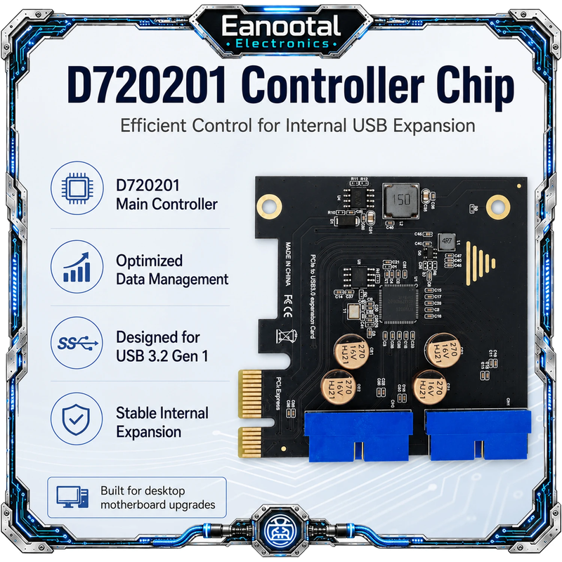 USB 3.2 Gen 1 PCIe Expansion Card Dual 19 Pin Internal Header 5Gbps Adapter for