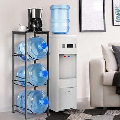 3-Tier Water Jug Rack 5 Gallon Water Bottle Holder Organizer w/Top Storage Shelf