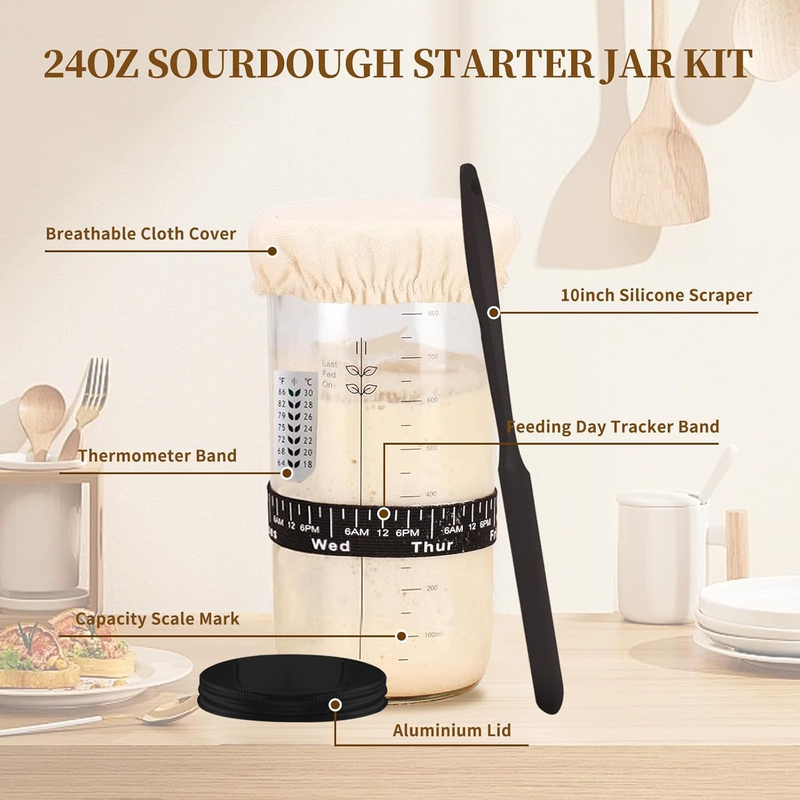 Sourdough Starter Kit, Cotton Banneton Bread Proofing Basket 10" Round, Sourdoug