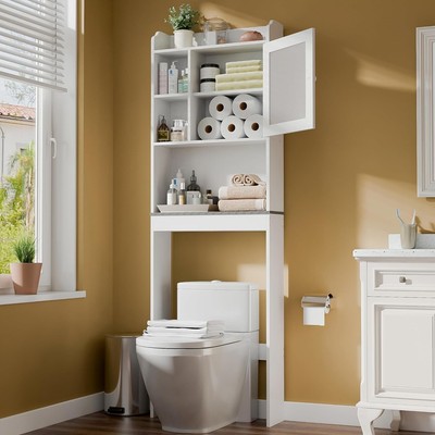 Over The Toilet Bathroom Storage Cabinet Freestanding Wooden Bathroom Organizer