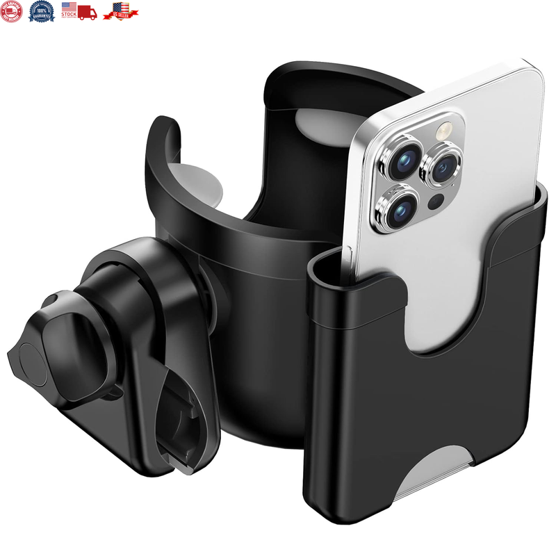 Universal Cup Bottle Phone Holder For Wheelchair Stroller Walker Bike Scooter