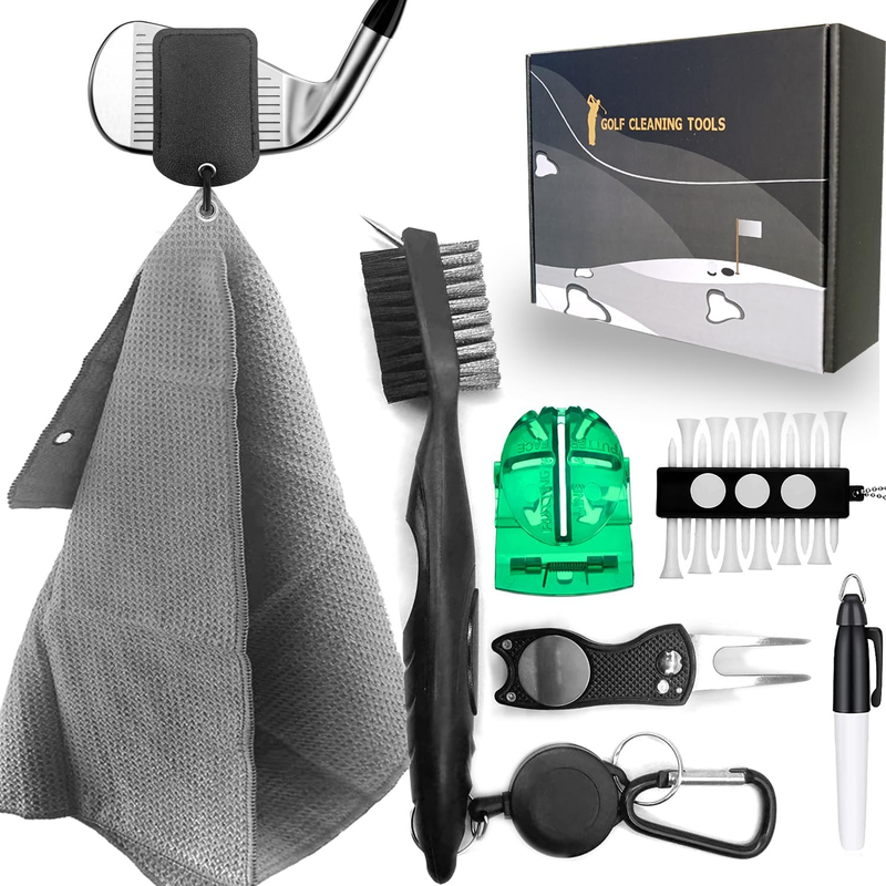 Accessories Set For Men - Towel, Brush, Ball Marker, Divot Tool, T