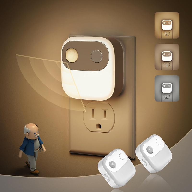 Motion Activated Night Light, 2 Pack Motion Sensor Night Light, 3000K/4000K/500