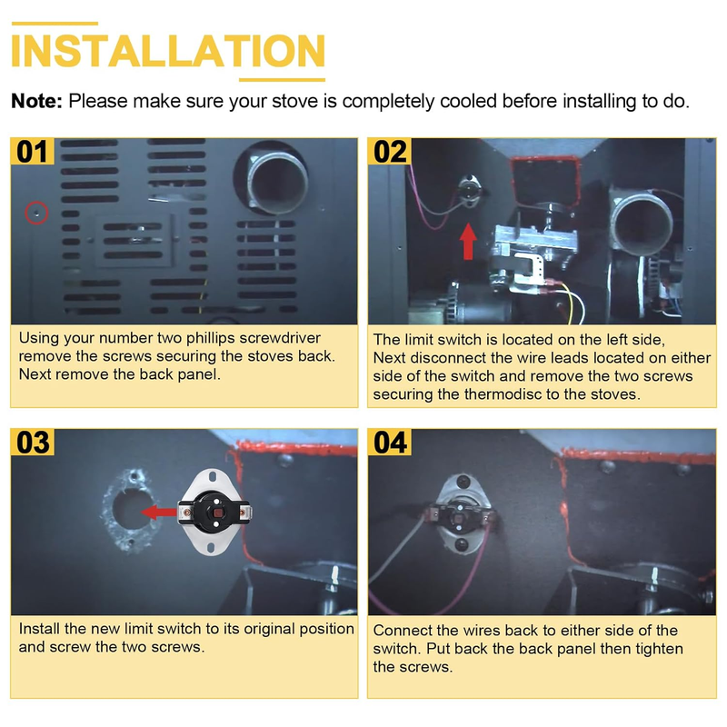 Vogelzang 80601 High Temp Limit Switch Manual Reset VG5770 VG5790 Pellet Stove