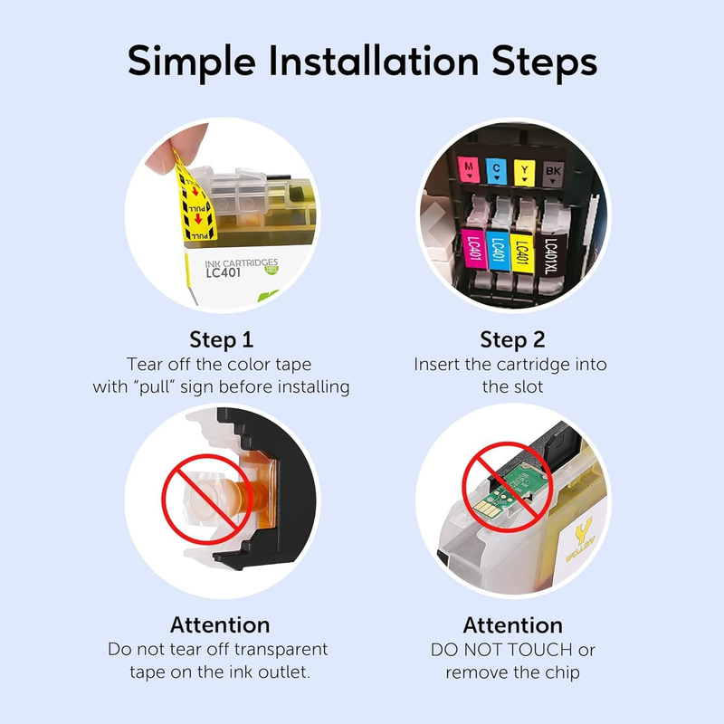 LC401XL Ink Cartridge Replacement for Brother LC401 LC401XL Ink Cartridges Work