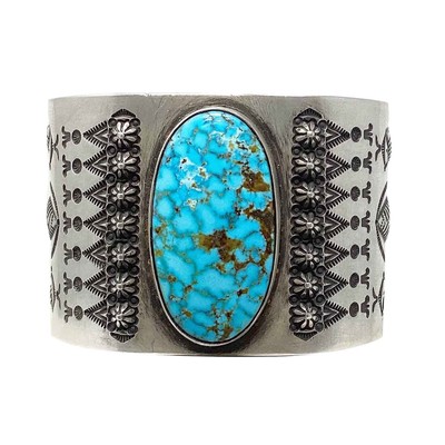 Edison Sandy Smith, Revival Bracelet, Kingman Turquoise, Navajo Handmade, 7''