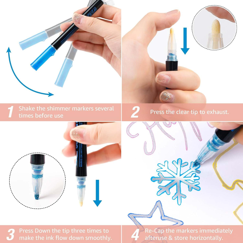 Super Squiggles Outline Markers Shimmer Markers Set, Double Line Pens for Card M