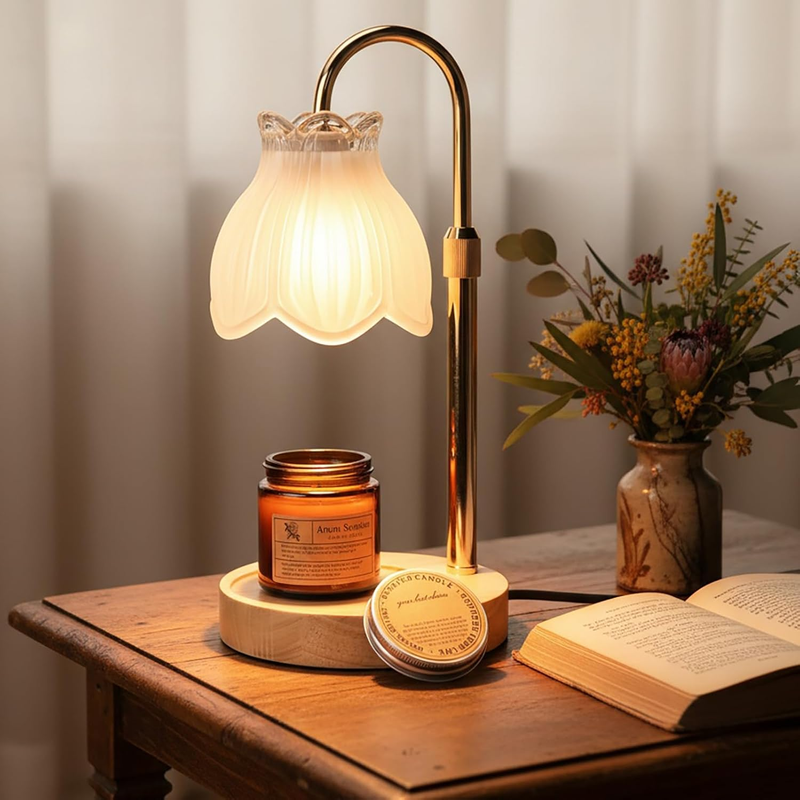 Candle Warmer Lamp with Timer Dimmable Adjustable Height Flower Candle Heat Ligh