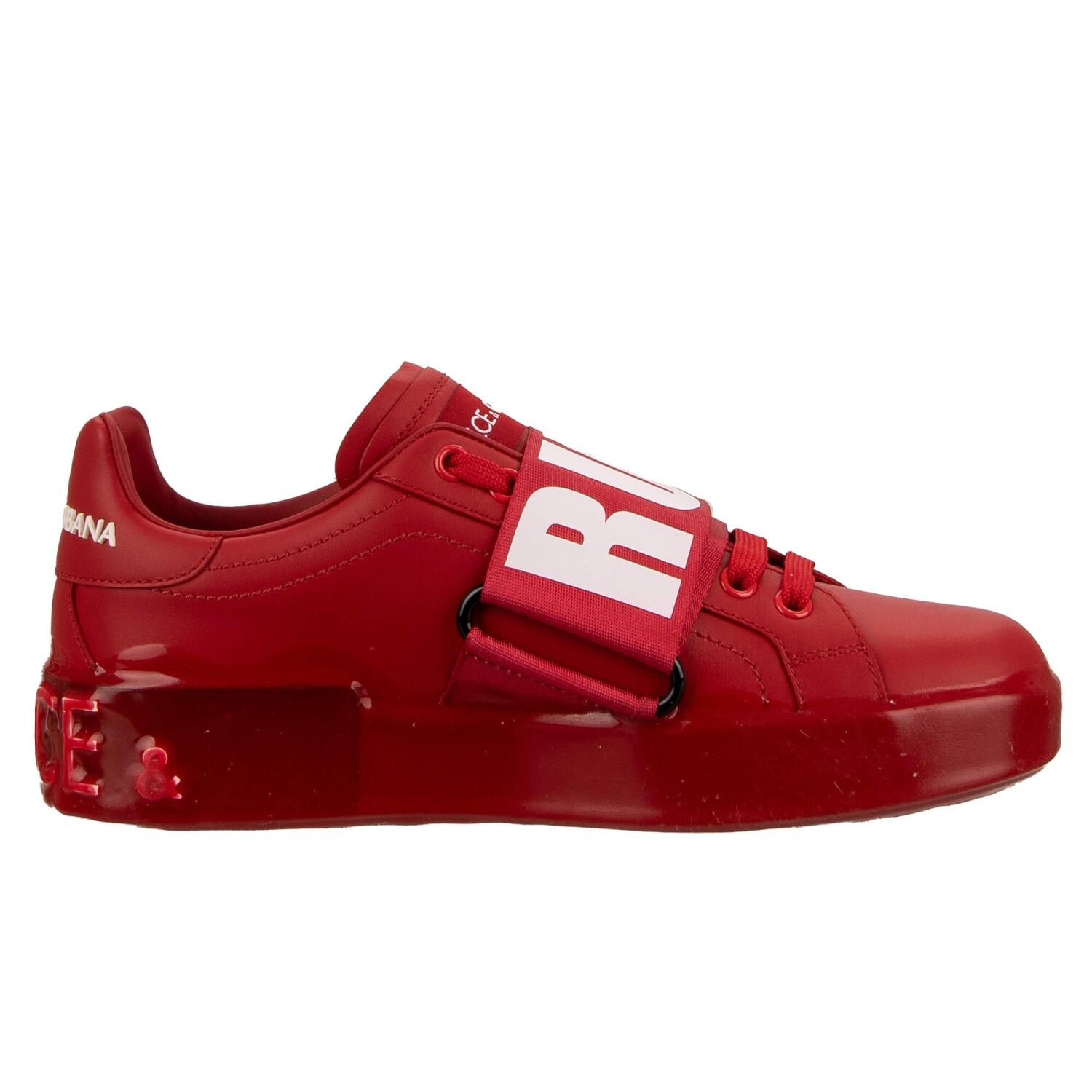 Pre-owned Dolce & Gabbana D&g Rules Logo Heart Lace Sneaker Portofino White Red 09406