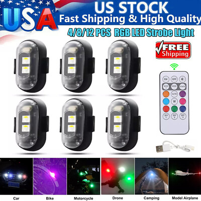 RGB LED Strobe Light Wireless Remote Control For Car Bike Motorcycle Flash Lamps