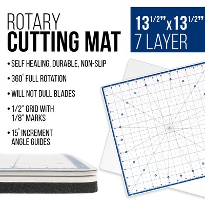 14" x 14" WHITE Self Healing 7-Ply Durable Round Rotating Cutting Mat