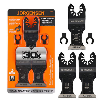3 Pack Oscillating Saw Blades, Tialn Coated Carbide Multitool Blades with 2 Adap