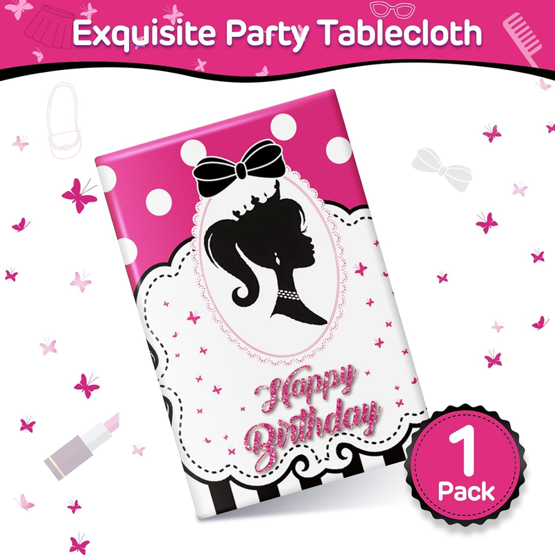 Pink Girls Party Tablecloth, Disposable Rectangular Plastic Table Cover Babi ...