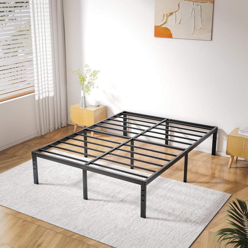 Metal King Bed Frame 14 Inch High 3000 Lbs Heavy Duty Metal Bed Platform No Box