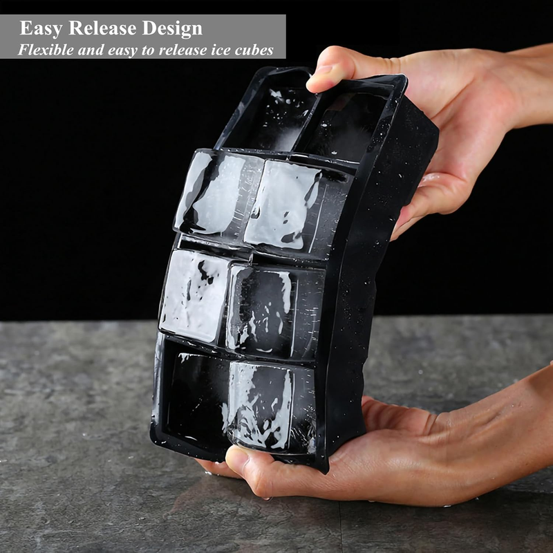 Large Ice Cube Tray for Whiskey,2 Pack Stackable Big Ice Cube Molds Make 16 Big