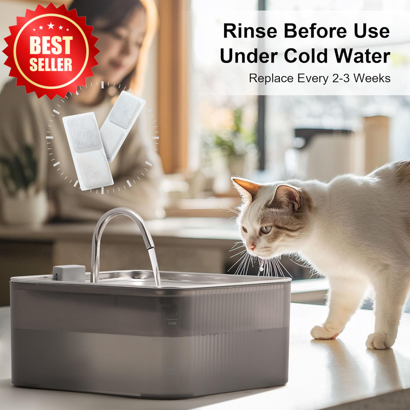 9 Pack Pet Water Fountain Filter Activated Carbon Ion Resin Foam Sponge US