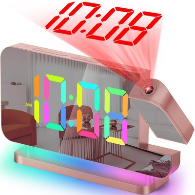 SZELAM Projection Alarm Clock,7.4 in LED Mirror Digital Clocks Projection on ...