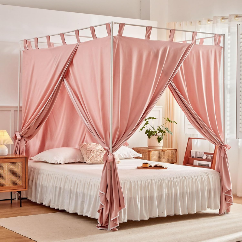 Bed Curtains With Top Ties And Tie Full/queen Bean Paste