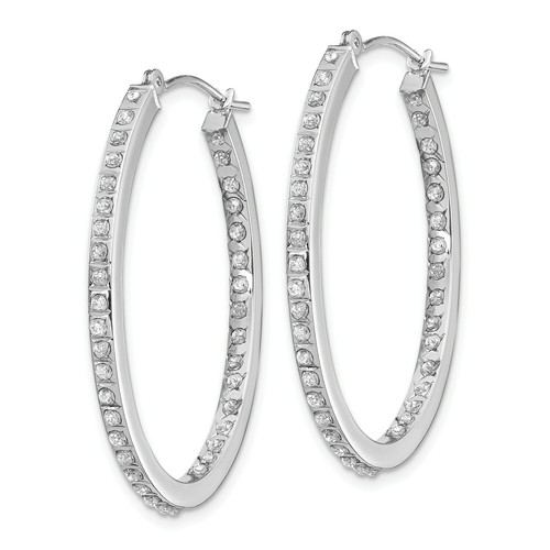 Pre-owned Goldia 14k White Gold Round Diamond Medium 36mm Hinged In & Out Hoop Earrings 0.01 Ct.