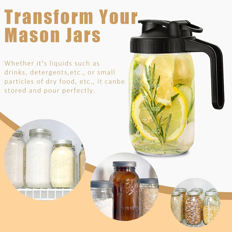 Mason Jar Pour Spout Lid for Wide Mouth Mason Jars, Mason Jar Pitcher Flip Cap A