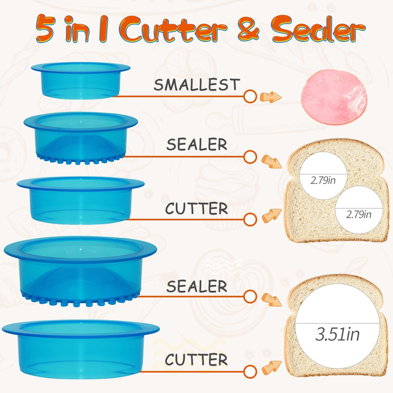 Sandwich Cutter and Sealer, Pack of 5 Sandwich Maker for Kids, Bread Sandwich De