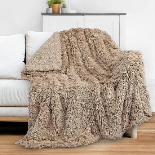 Fluffy fur throw blanket sale