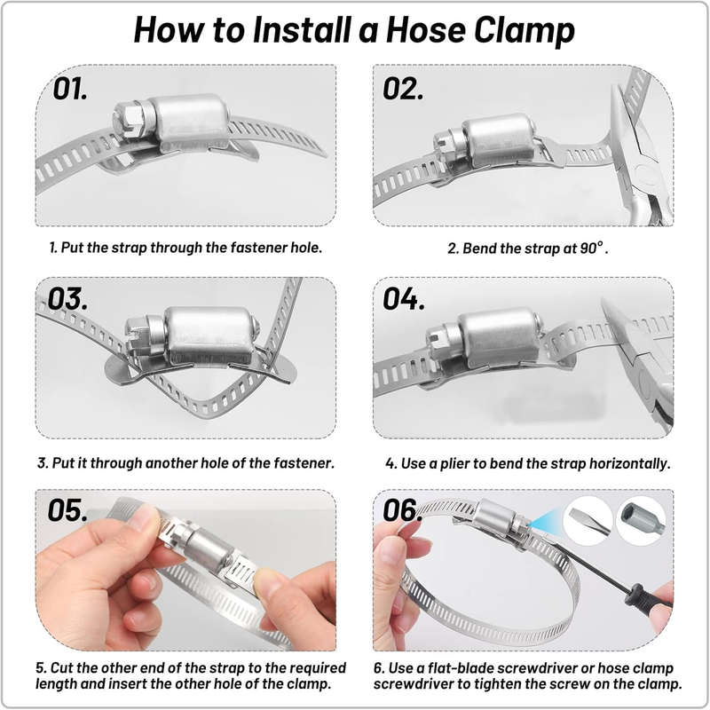 Adjustable House Clamp 304 Stainless Steel, 14.7 FT Duct Metal Strapping with Ho
