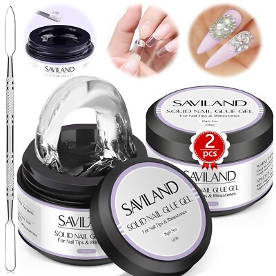 30g Solid Nail Glue Gel Kit for Nail Tips - 2pcs 0.5oz Gel Nail Glue for Acry