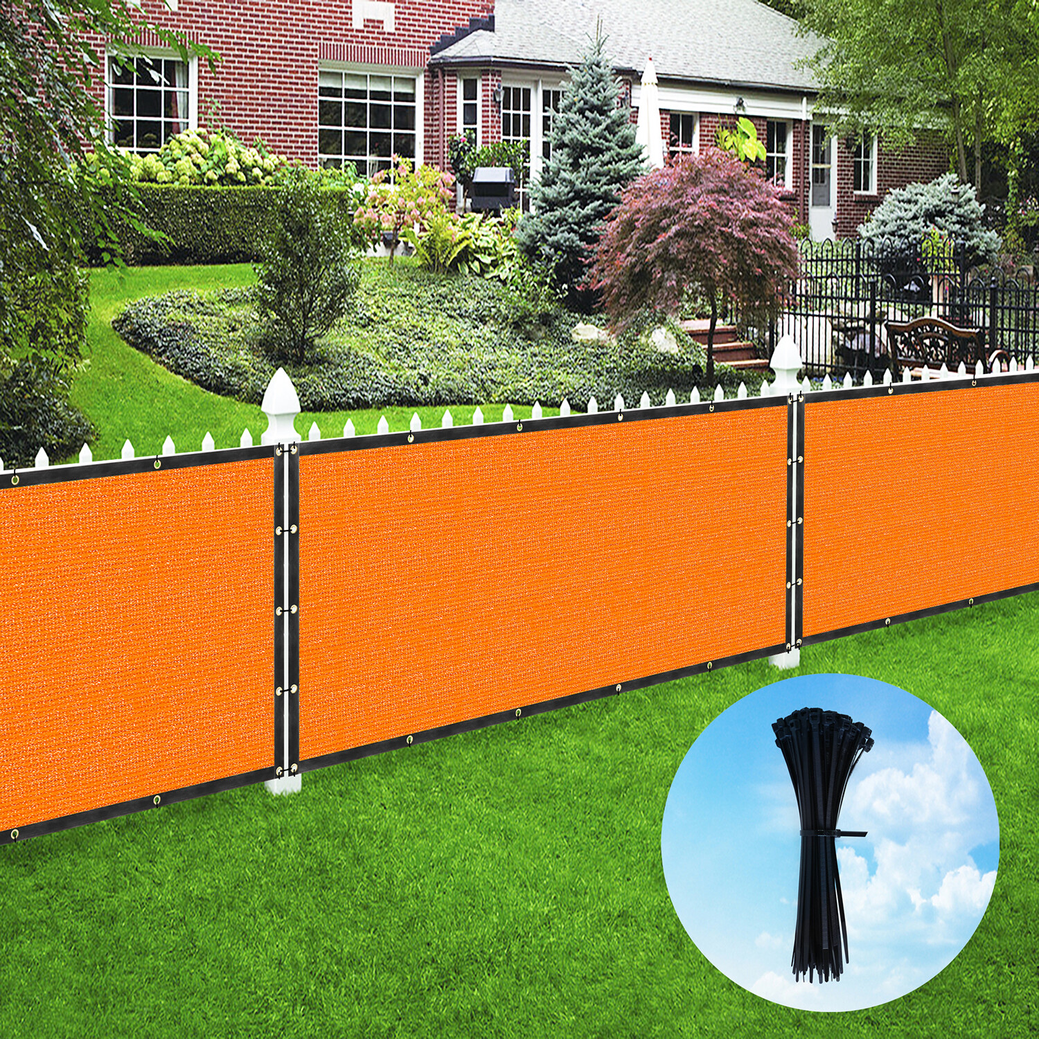 Houssity 4 FT Orange Chain Link Fence Privacy Screen Balcony Deck Railing Kennel