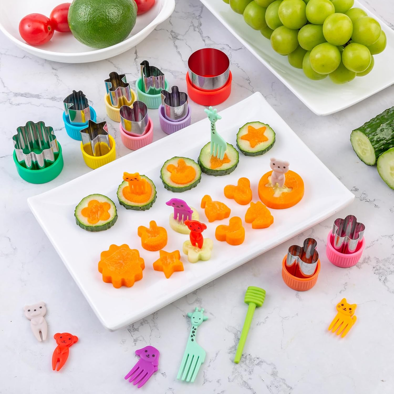 Fruit Cutters Shapes for Kids 22 Pcs, Mini Cookie Cutters Set, Vegetable Cutter