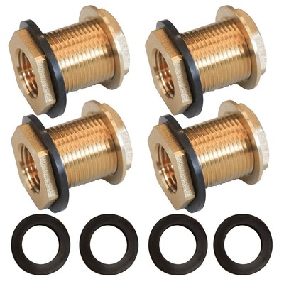 Solid Brass Bulkhead Fitting, 1/2'' Female 3/4'' Male GHT Solid Brass Water Tan...