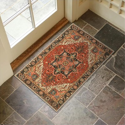 Collive Washable Indoor Door mat, Non Slip Retro Entryway Rug 20'' x 32'' Doormat 