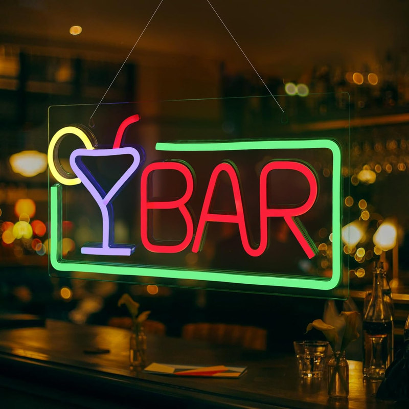 Bar Neon Sign,Led Neon Light Sign USB Powered Decorative Bar Open Sign for Home