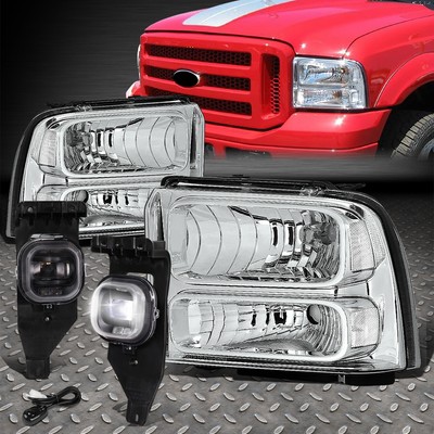 ДЛЯ 05-07 FORD F250-F550 ХРОМИРОВАННАЯ/ПРОЗРАЧНАЯ ФАРА + ХРУСТАЛЬНАЯ ЛИНЗА СВЕТОДИОДНОЙ ПРОТИВОТУМАННОЙ ФАРЫ + ПЕРЕКЛЮЧАТЕЛЬ