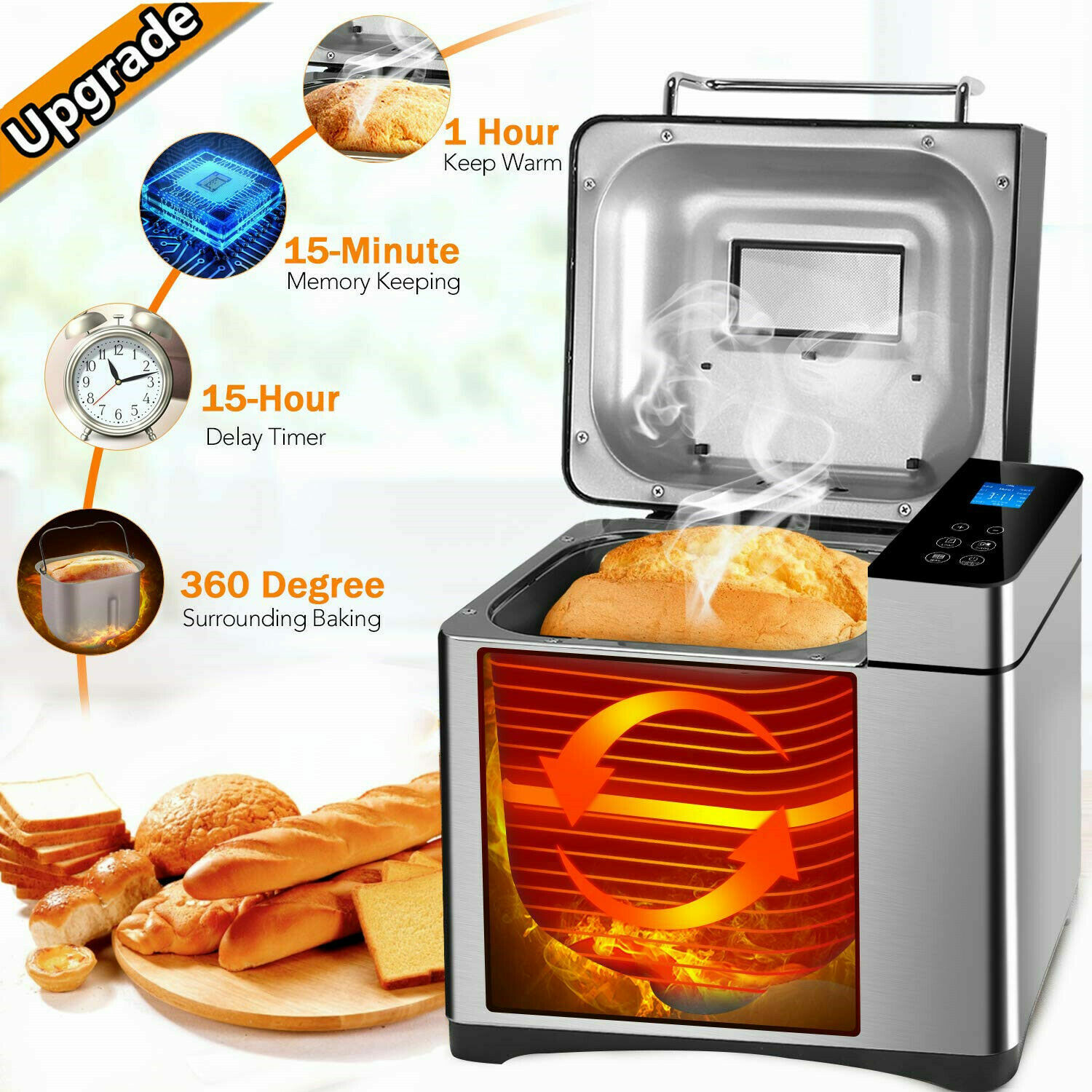 Backmeister Brotbackautomat Brotbackmaschine 710W 19 Programme M. LED E m t