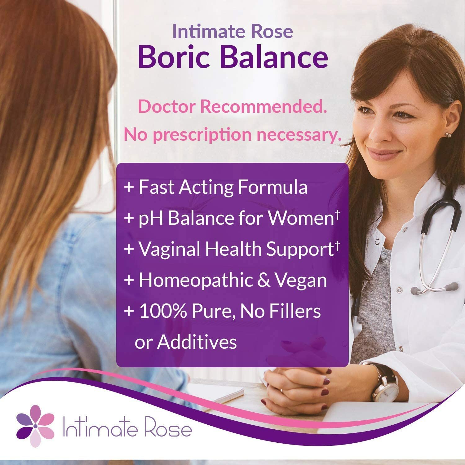 Boric Suppositories - 30 Count (600mg) + 7 Applicators - By Intimate Rose