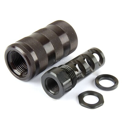 ALL STEEL Muzzle Brake 1/2X28 TPI + Knurled Forwarder