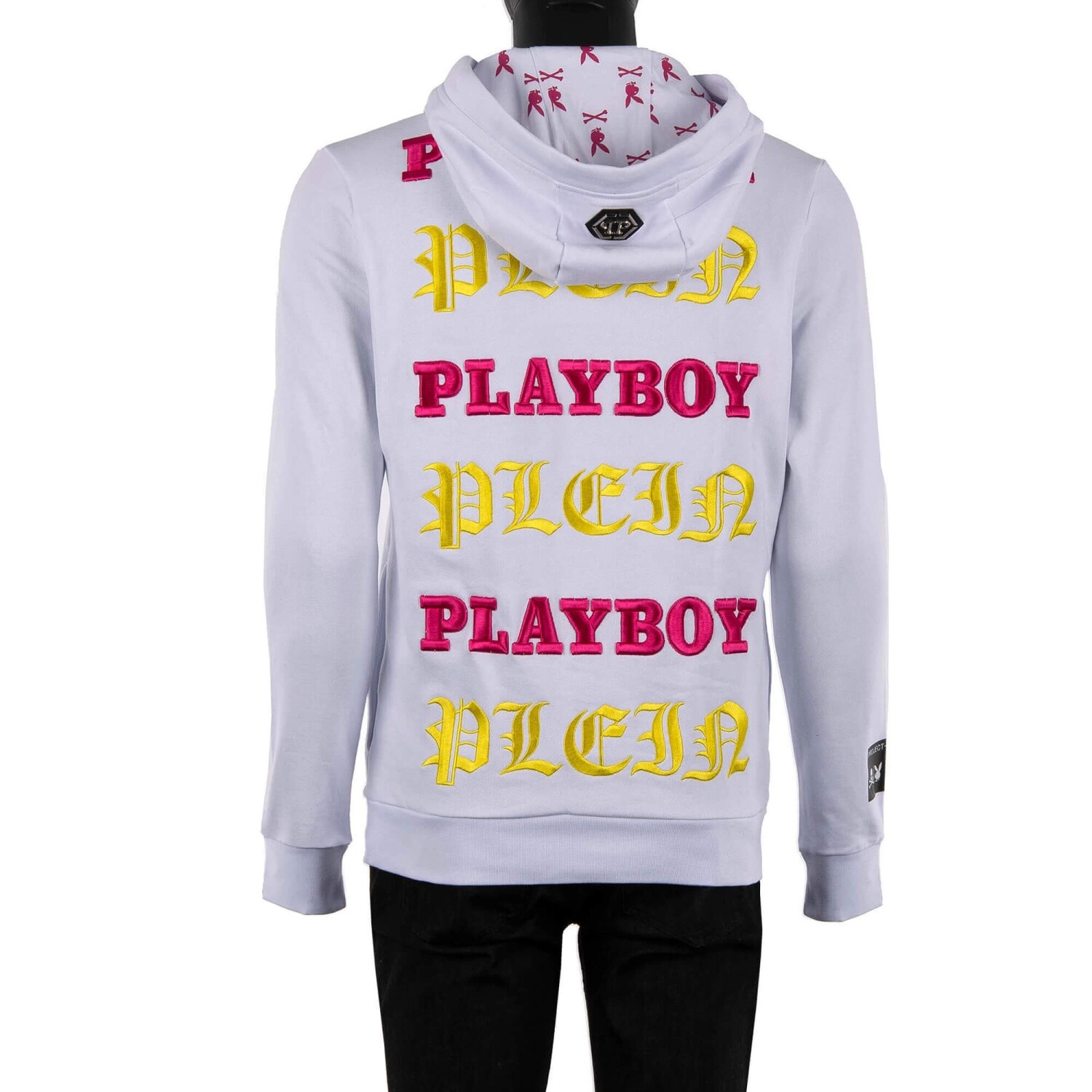 Pre-owned Philipp Plein X Playboy Skategirl Print Sweatshirt Hoodie Logo Embroidery White