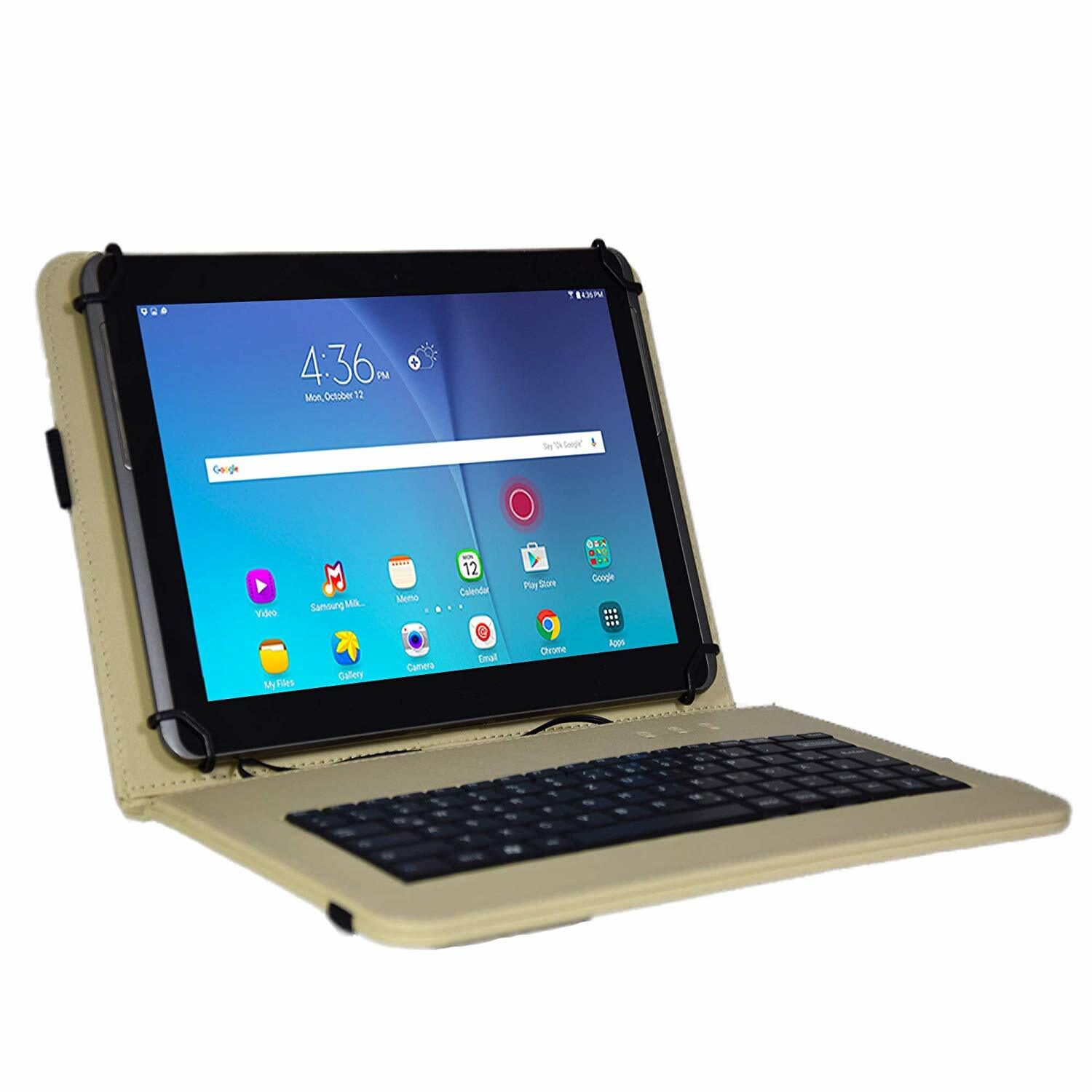 Qwertz Tablet Xido X110 3G 2017 Hülle 10,1 Tastatur 3in1 Set Beige
