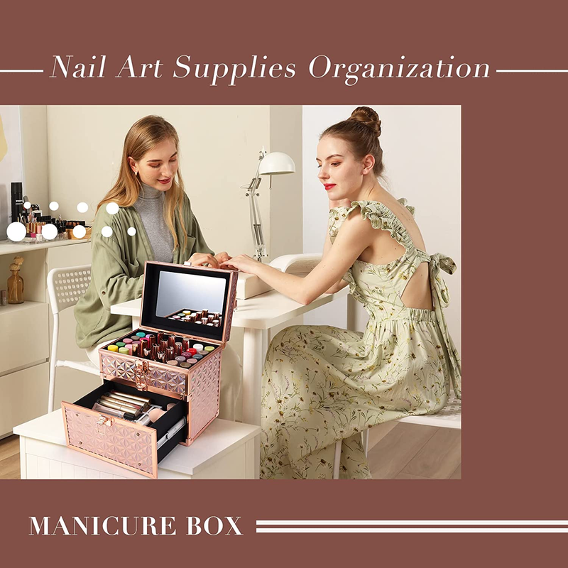 Nail Supplies Organizer Box Nail Polish Storage Case for Nail Tech or Home Use w