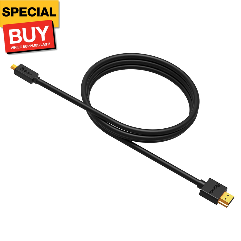Micro HDMI to HDMI Cable 6 Feet - High Speed 18Gbps Support 4K60 HDR ARC Compati
