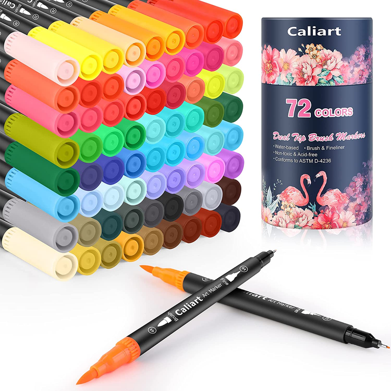 72 Double Tip Brush Pens Art Markers For DYI Design Lettering Drawing Craft