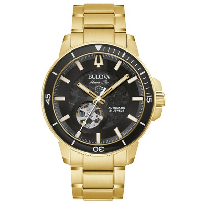Pre-owned Bulova Men's Marine Star Black Dial Watch - 97a174